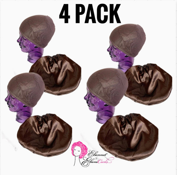 4 Pack Satin Lined Wig Caps