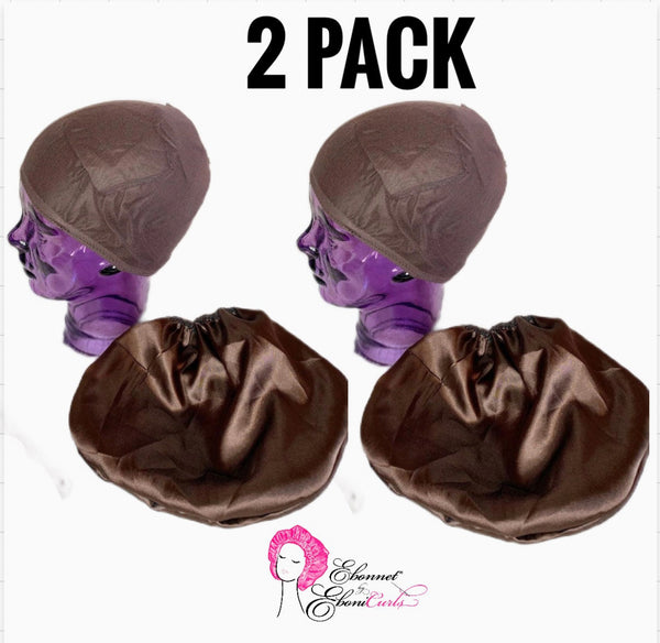 2 Pack Satin Lined Wig Caps