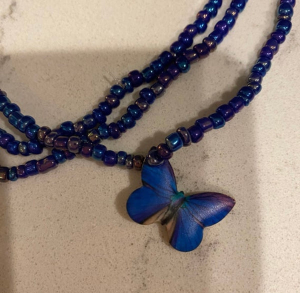 Blue Metallic Butterfly Waist Beads, Weight loss tracker