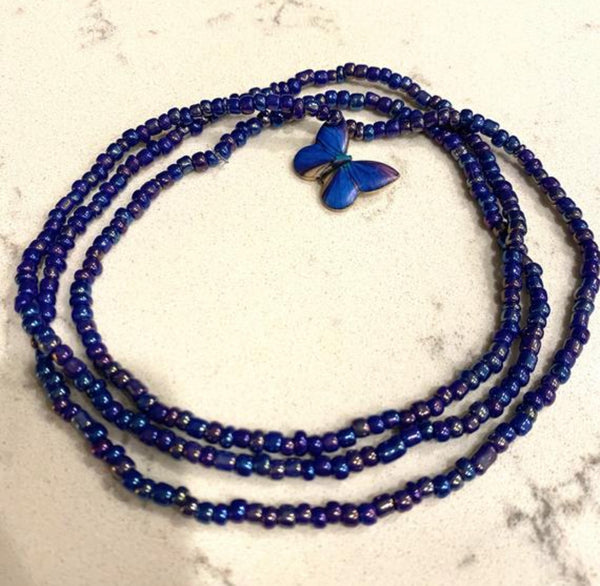 Blue Metallic Butterfly Waist Beads, Weight loss tracker