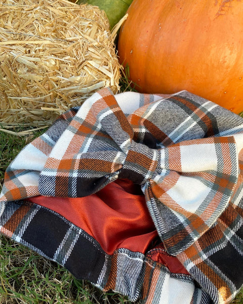 Autumn Plaid Satin Lined Turban
