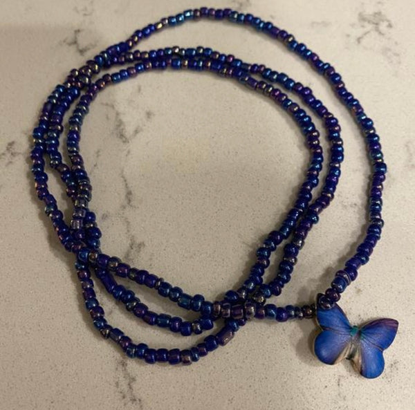 Blue Metallic Butterfly Waist Beads, Weight loss tracker
