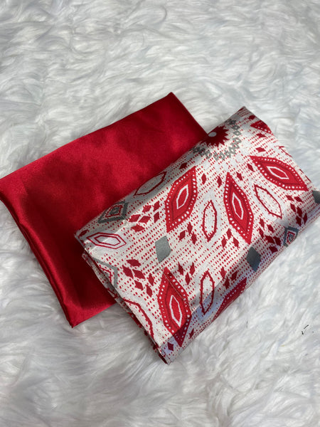 Red White & Grey Floral Pillowcase Set