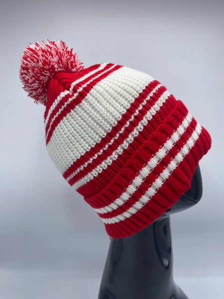 Adult Stripe Satin Lined Knit Hats