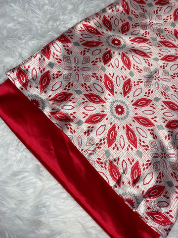 Red White & Grey Floral Pillowcase Set