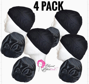 4 Pack Satin Lined Wig Caps