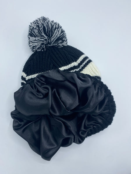 Adult Stripe Satin Lined Knit Hats