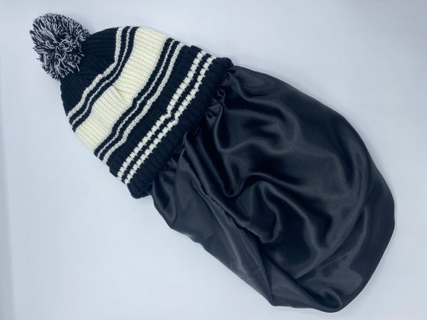 Adult Stripe Satin Lined Knit Hats