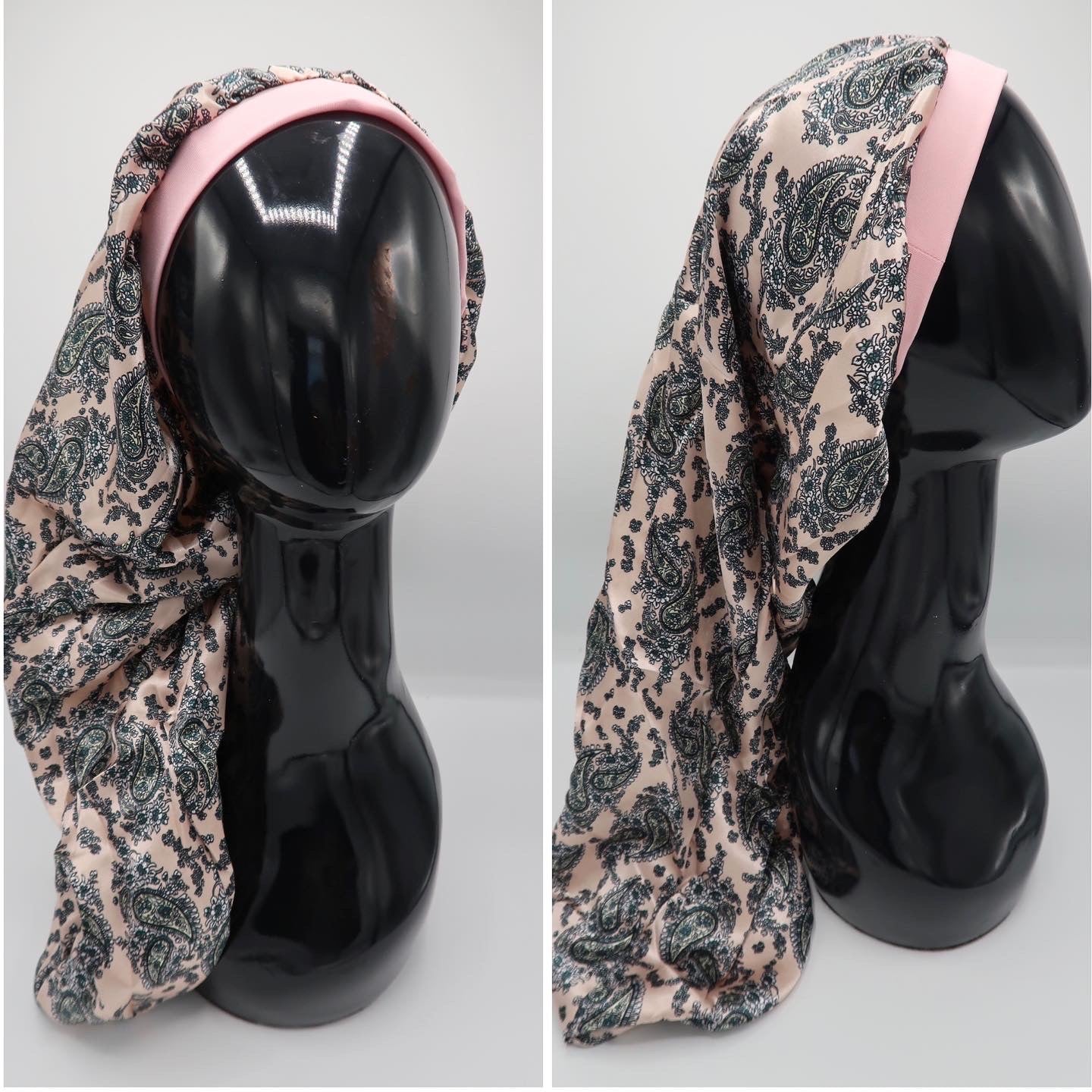Pink Paisley Headband Pocket Bonnet