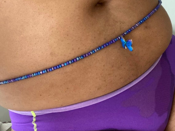 Blue Metallic Butterfly Waist Beads, Weight loss tracker