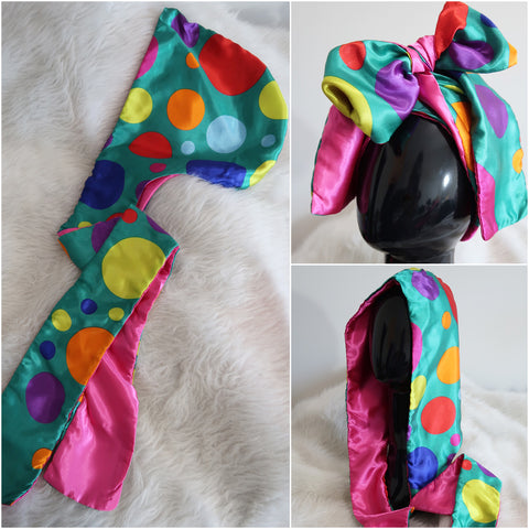 Teal Circus Dots Hooded Scarf