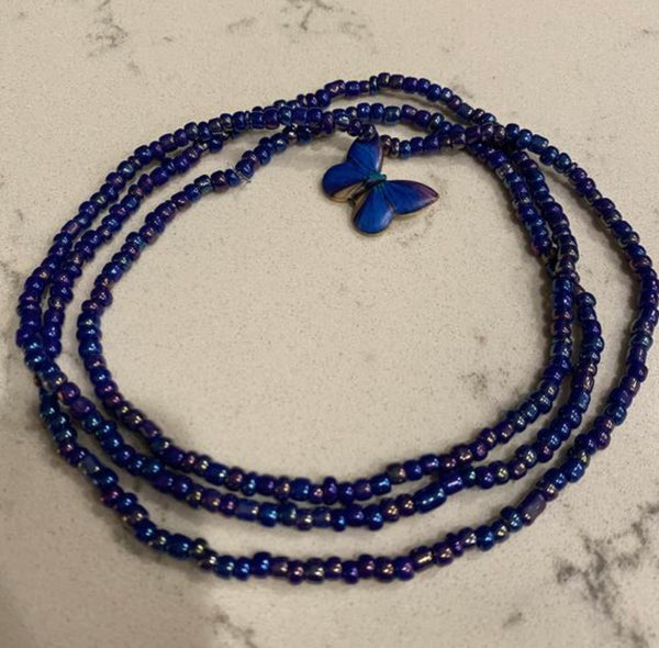 Blue Metallic Butterfly Waist Beads, Weight loss tracker