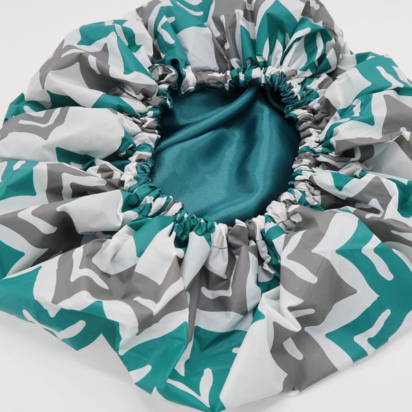 Teal & Gray Latte Art Showercap