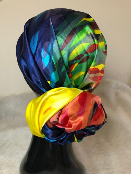 Multi Colored Satin Headwrap Scarf